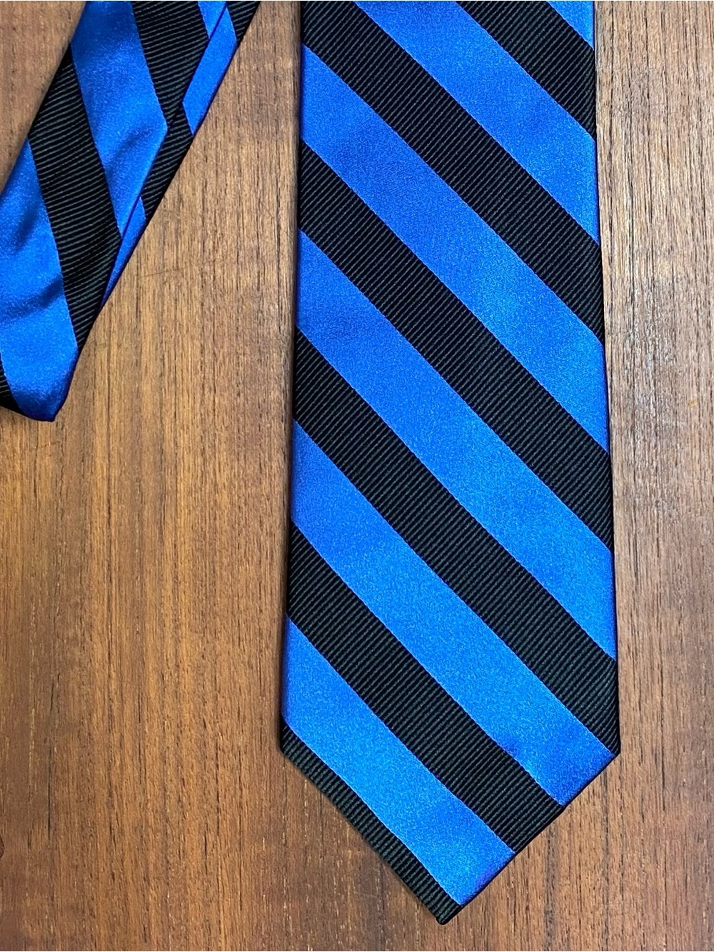 Chaps Black and Royal Blue Diagonal Stripe Silk Tie